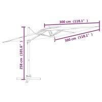 vidaXL Frihängande parasoll med ventilation sandvit 300x300 cm - Bild 10