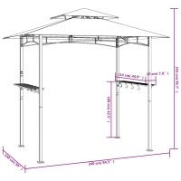 vidaXL Tak för grill med sidohyllor antracit 240x150x243 cm stål - Bild 8