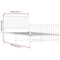 vidaXL Sängram med huvudgavel och fotgavel vit metall 90x200 cm - Bild 9