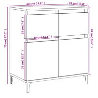 vidaXL Byrå rökfärgad ek 60x35x70 cm konstruerat trä - Bild 10