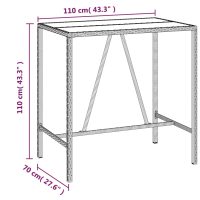 vidaXL Barbord med glasskiva brun 110x70x110 cm konstrotting - Bild 6