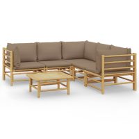 vidaXL Loungegrupp 6 delar taupe dynor bambu - Bild 2