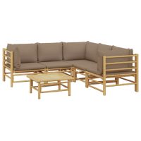 vidaXL Loungegrupp 6 delar taupe dynor bambu - Bild 3