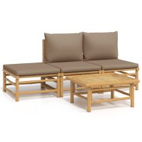 vidaXL Loungegrupp 4 delar taupe dynor bambu - Bild 2