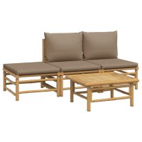 vidaXL Loungegrupp 4 delar taupe dynor bambu - Bild 3