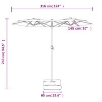 vidaXL Parasoll dubbelt med LED taupe 316x240 cm - Bild 10