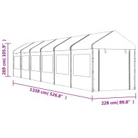 vidaXL Paviljong med tak vit 13,38x2,28x2,69 m polyeten - Bild 7