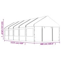 vidaXL Paviljong med tak vit 11,15x4,08x3,22 m polyeten - Bild 7