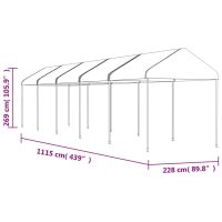 vidaXL Paviljong med tak vit 11,15x2,28x2,69 m polyeten - Bild 5