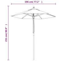 vidaXL Parasoll med trästång 196x231 cm mullvadsbrun - Bild 8