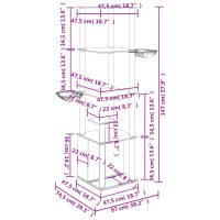 vidaXL Klösträd med sisalpelare gräddvit 147 cm - Bild 7