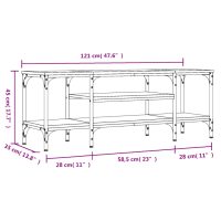 vidaXL Tv-bänk grå sonoma 121x35x45 cm konstruerat trä & järn - Bild 9