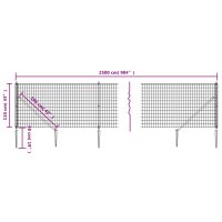 vidaXL Stängsel med markspett antracit 1,1x25 m - Bild 5