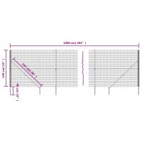 vidaXL Stängsel med markspett antracit 1,4x10 m - Bild 5