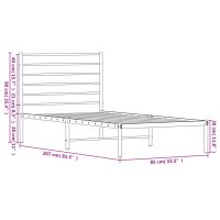 vidaXL Sängram med huvudgavel metall svart 80x200 cm - Bild 10