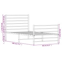 vidaXL Sängram med huvudgavel och fotgavel svart metall 75x190 cm - Bild 10