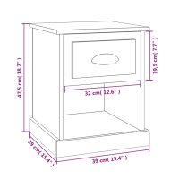 vidaXL Sängbord vit högglans 39x39x47,5 cm konstruerat trä - Bild 10