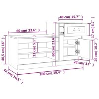 vidaXL Skoställ rökfärgad ek 100x42x60 cm konstruerat trä - Bild 11