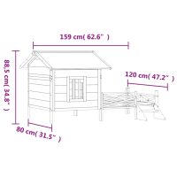 vidaXL Hundgård grå 159x120x88,5 cm massiv furu - Bild 8