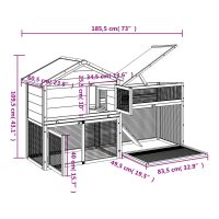 vidaXL Kaninbur mocka 185,5x60,5x109,5 cm massiv furu - Bild 8