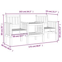 vidaXL Trädgårdsbänk med bord 2-sits honungsbrun massiv furu - Bild 8