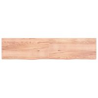 vidaXL Vägghylla ljusbrun 220x50x(2-6) cm behandlad massiv ek - Bild 3