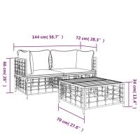 vidaXL Loungegrupp 3 delar med dynor antracit konstrotting - Bild 8