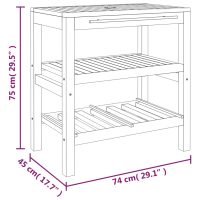 vidaXL Badrumsunderskåp med 2 hyllor 74x45x75 cm massivt trä - Bild 7