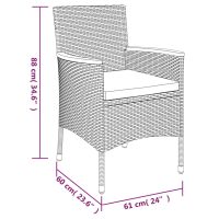 vidaXL Caféset med dynor 3 delar konstrotting grå - Bild 9