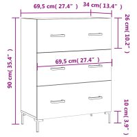 vidaXL Skåp vit 69,5x34x90 cm konstruerat trä - Bild 12