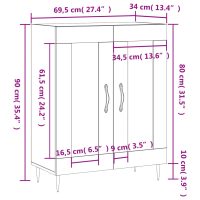 vidaXL Skåp vit 69,5x34x90 cm konstruerat trä - Bild 12