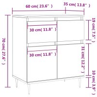 vidaXL Byrå vit 60x35x70 cm konstruerat trä - Bild 11