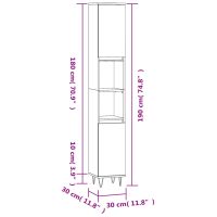 vidaXL Badrumsskåp vit högglans 30x30x190 cm konstruerat trä - Bild 12