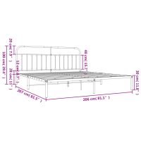 vidaXL Sängram med huvudgavel metall vit 200x200 cm - Bild 10