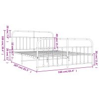 vidaXL Sängram med huvudgavel och fotgavel vit metall 160x200 cm - Bild 10