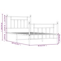 vidaXL Sängram med huvudgavel och fotgavel vit metall 90x200 cm - Bild 10