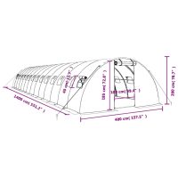 vidaXL Växthus med stålram vit 56 m² 14x4x2 m - Bild 12