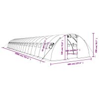 vidaXL Växthus med stålram vit 80 m² 20x4x2 m - Bild 12