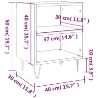 vidaXL Sängbord vit högglans 40x30x50 cm konstruerat trä - Bild 9