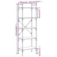 vidaXL Bokhylla 5 hyllplan rökig ek 56x31,5x174 cm konstruerat trä - Bild 9