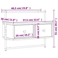 vidaXL Väggmonterad tv-bänk brun ek 60,5x30x51 cm konstruerat trä - Bild 9