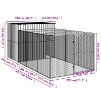 vidaXL Hundkoja med gård antracit 214x457x181 cm galvaniserat stål - Bild 9