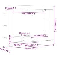 vidaXL Tv-hylla sonoma-ek 152x22x113 cm konstruerat trä - Bild 9