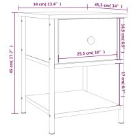 vidaXL Sängbord rökfärgad ek 34x35,5x45 cm konstruerat trä - Bild 10