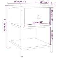 vidaXL Sängbord rökfärgad ek 34x35,5x45 cm konstruerat trä - Bild 11