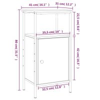 vidaXL Sängbord rökfärgad ek 41x31x80 cm konstruerat trä - Bild 11