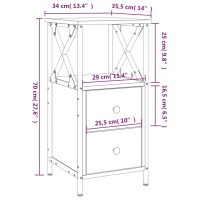 vidaXL Sängbord 2 st brun ek 34x35,5x70 cm konstruerat trä - Bild 12