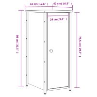 vidaXL Sängbord rökfärgad ek 32x42x80 cm konstruerat trä - Bild 12