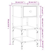 vidaXL Sängbord 2 st rökfärgad ek 34x36x70 cm konstruerat trä - Bild 12