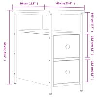 vidaXL Sängbord 2 st rökfärgad ek 30x60x60 cm konstruerat trä - Bild 12